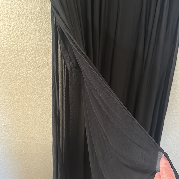 H&M Black Sheer High Side Slit Elastic Waist Pull On Maxi Skirt Size M - Picture 4 of 11